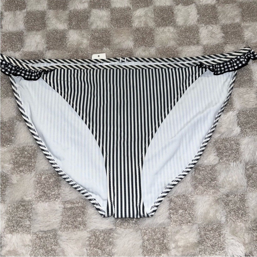 Aerie swim Striped Black and White Bikini Bottom size XL